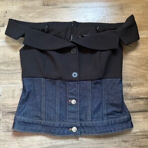 Express Black and Denim Buttoned Top